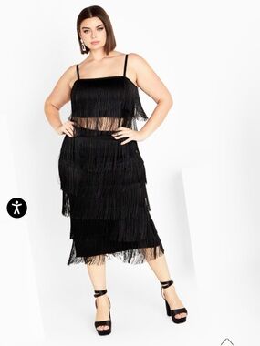 City Chic Jazlyn Fringe Skirt NWT